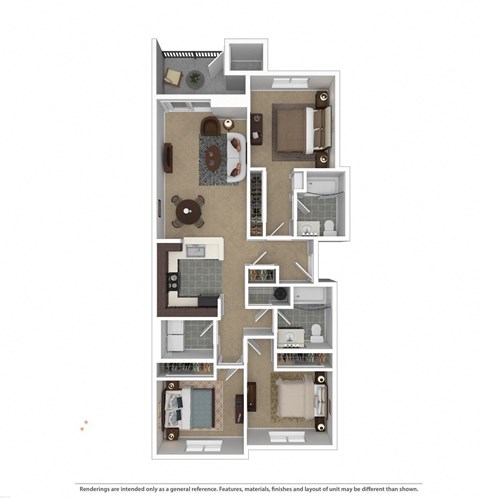 Floor plan for 3 beds, 2 baths, 1149 sqft